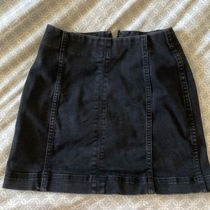 Black denim mini skirt